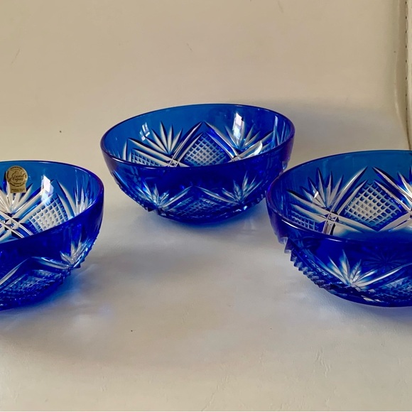 Vintage D’Arques Genuine Lead Crystal Cobalt Blue Bows - Picture 15 of 15